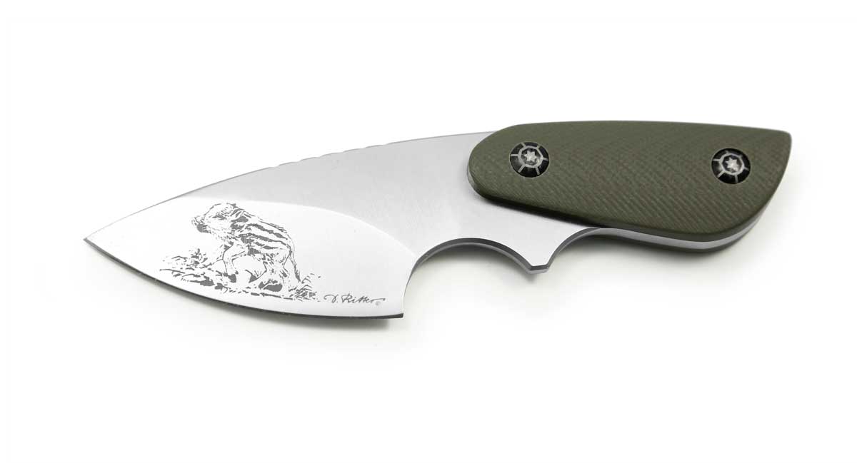 PUMA IP wild boar piglet, G10 green, neck knife PumaKnives.ca