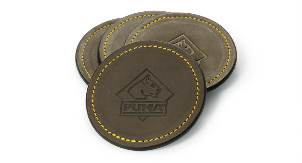 PUMA leather coaster with gold stitching (set of 4)